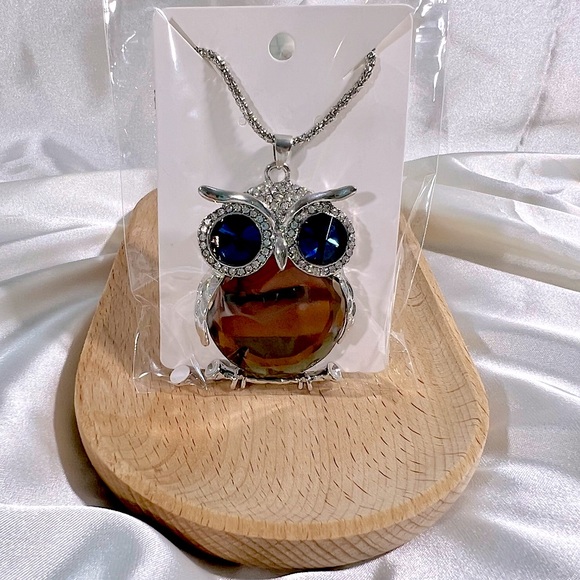 Owl Brown & Blue Necklace - Picture 1 of 3
